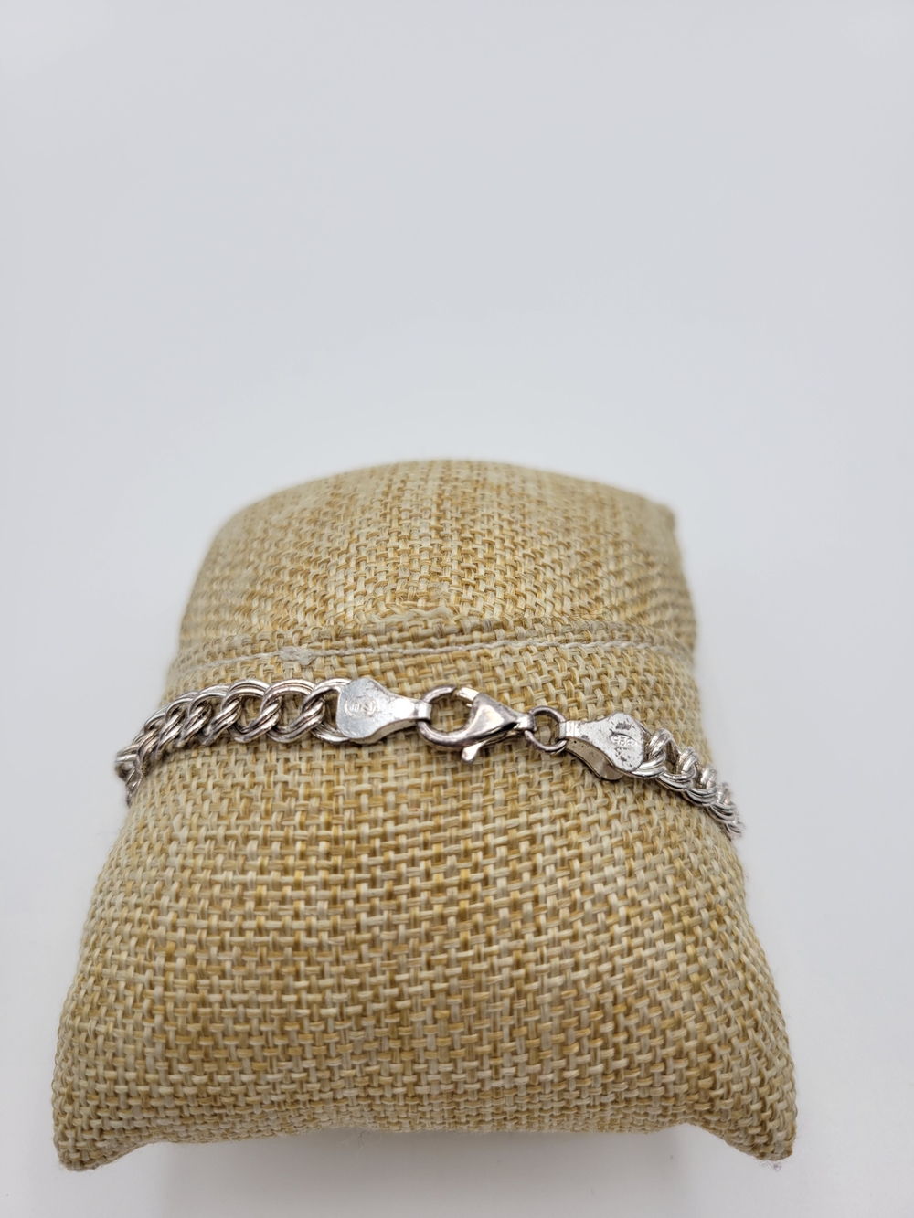 Sterling Silver 925 Italy Open Circle double link Bracelet Size 7 in - Picture 5 of 8